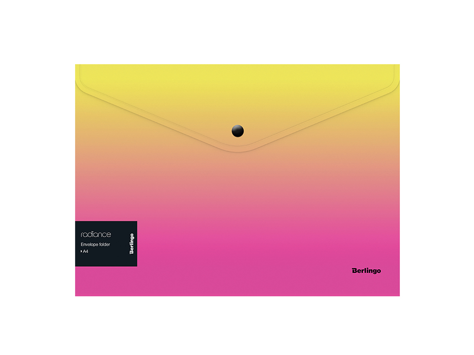 Папка-конверт на кнопке Berlingo "Radiance" А4, 180мкм, желтый/розовый градиент, с рисунком