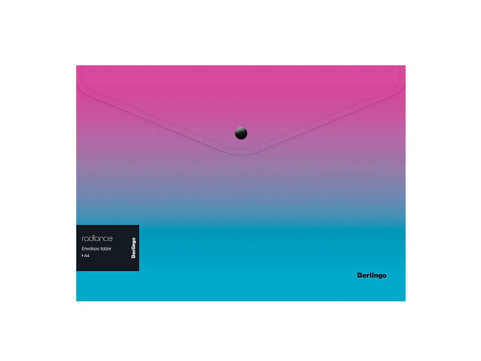 Папка-конверт на кнопке Berlingo "Radiance" А4, 180мкм, розовый/голубой градиент, с рисунком
